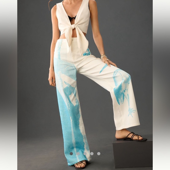 NWT Anthropologie x Anne Guest Size 28 Cyanotype High-Rise Jeans in White - Picture 5 of 10